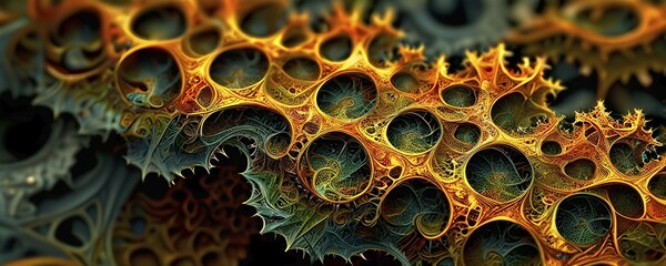 Abstract illustration of fractal patterns found in nature representing the application of mathematical patterns in technology and design, AI generated