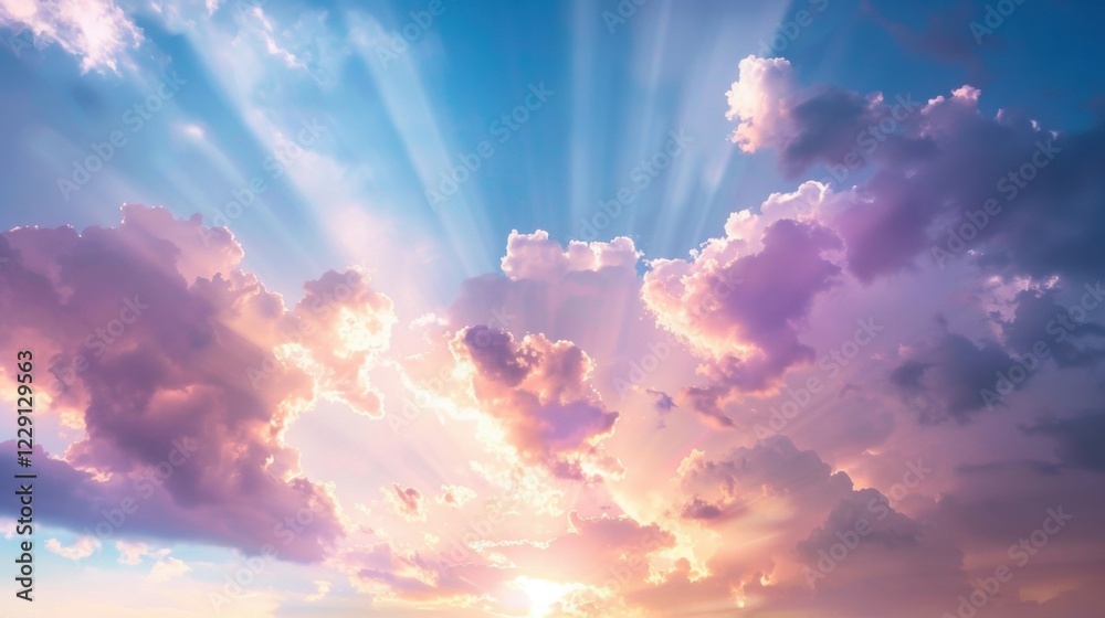 Canvas Prints sunset creates a breathtaking display of colorful clouds, with vibrant rays of light breaking throug