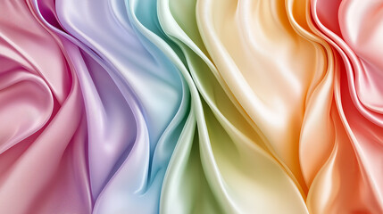 Obraz premium Soft waves of pastel satin create a serene and calming background, perfect for design and artistic projects