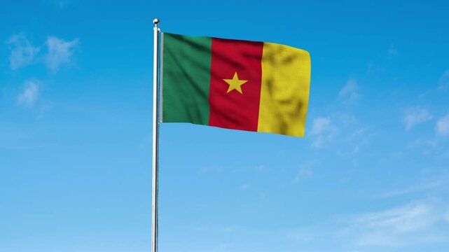 High detailed flag of Cameroon. National Cameroon flag. Africa. 3D Render.