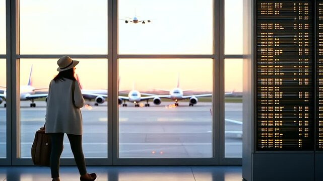 Traveler at Airport Seeking Help with Flight Itinerary