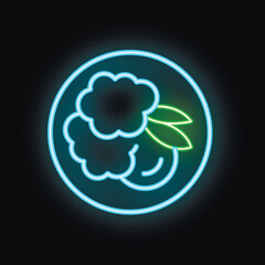 Neon sign representing a plate with food on it, perfect for restaurants and food related businesses