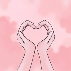 Fototapeta premium Delicate Line Art of Two Hands Creating a Heart Shape