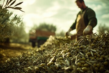 A person collecting olives from an olive tree, ideal for use in food or agriculture related contexts