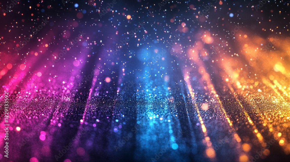 Poster Experience a mesmerizing blend of vibrant colors and sparkling light effects, creating an enchanting atmosphere perfect for futuristic smartphone wallpaper. A captivating visual delight awaits