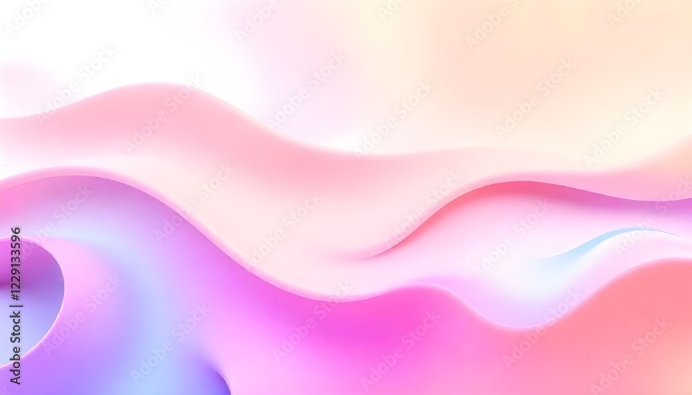 Poster A 3D abstract wavy smooth background featuring a harmonious blend of multicolor pastel tones, creating a visually pleasing and aesthetic design concept