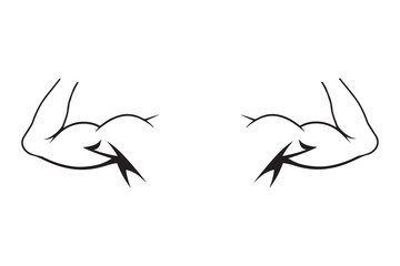 Strong Flexing Bicep Muscular Arms vector icon isolated on a white background.