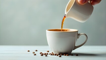A cup of coffee pouring upward into the air