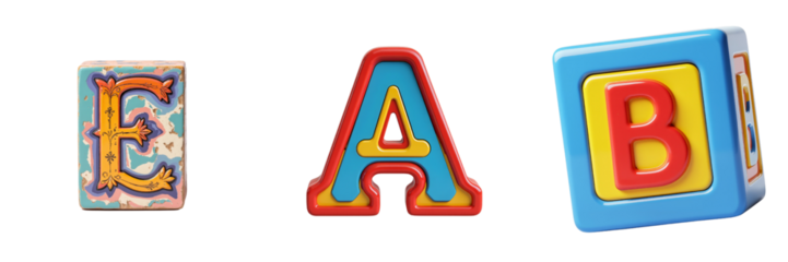 Stylized Alphabet Letters on Multicolored Tile Surface