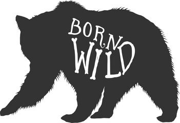 Silhouette of grizzly bear on grunge background. Design element for poster, card, banner, sign. Vector illustration