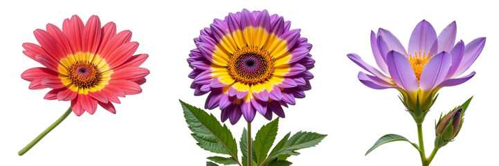 Obraz premium Three Colorful Osteospermum Flowers Displaying Unique Features
