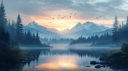 A serene landscape of mountains, rivers, and wildlife, symbolizing the beauty of nature and the critical need to protect our planet's ecosystems.
