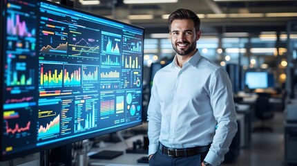 Data Scientist Analyzing Advanced Visualizations in a High-Tech Laboratory (Industry)