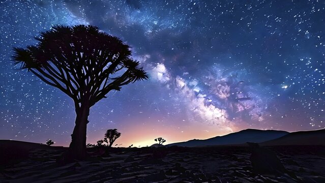 Milky way brightly visible draped across the atacama desert sky, AI generated