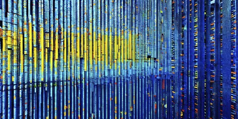 Fototapeta premium Abstract 3d pixel art technology themed pattern featuring random mosaic in vibrant hues, AI generated