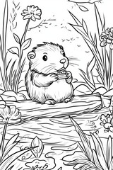 Cute Rodent Coloring Page . Children coloring page
