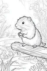 Charming Little Rodent Coloring Page . Children coloring page