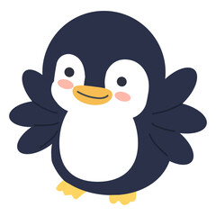 Happy bird penguin pretending to fly