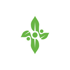 green leaf abstract flat icon logo