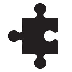 Black Puzzle Piece Icon Simple Graphic Design