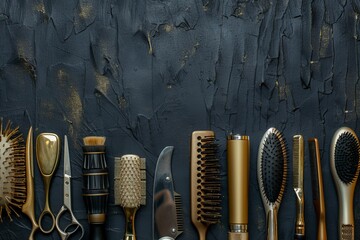 Professional Hair Styling Tools Collection on Elegant Dark Background