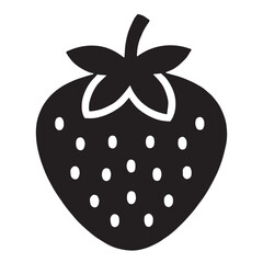 Simple Black Strawberry Icon Graphic Design