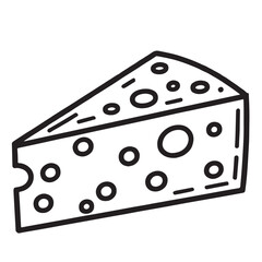 Swiss Cheese Wedge Illustration Line Art Graphic
