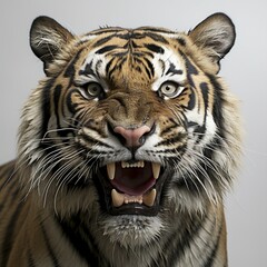 Obraz premium Sumatra tiger (Panthera tigris sumatrae) white background, ai generated