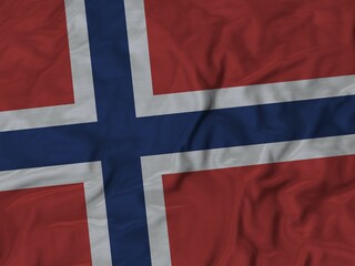 Obraz premium Closeup of Ruffled Norway flag, Fabric Ruffled Flag Background