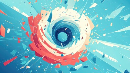 Obraz premium Abstract Swirling Shapes with Blue and Red Color Explosion