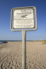 Information sign, Ende Hundestrand or end of the dog beach, Ahrenshoop, Darß,...