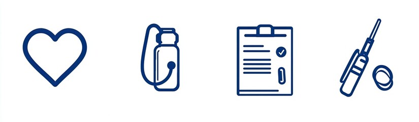 A large set of icons representing health, with various elements such as female characters and medical symbols