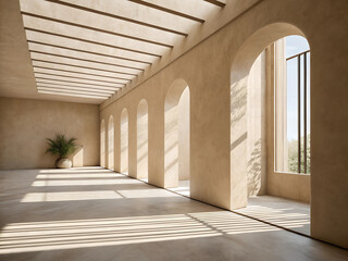 Sunlit Arched Hallway architectural details