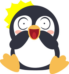 Cute little penguin looks shocked
