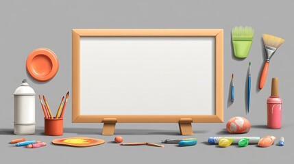 Professional Art Drawing Painting 3D Icon Set - Creative Tools for Drawing