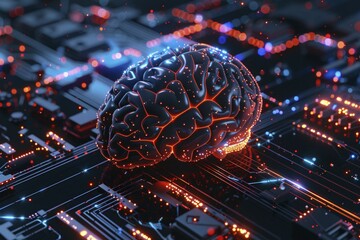 Concept for Artificial intelligence neural networks brain. Generative Ai, AI generated