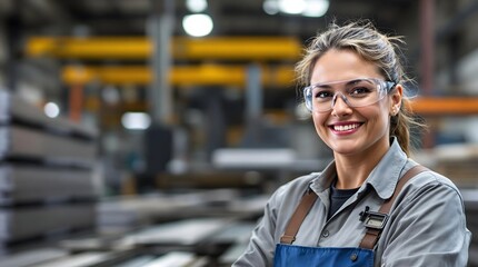Fototapeta premium Sheet Metal Worker Operating Near Metal Sheets in a Factory (Industry)