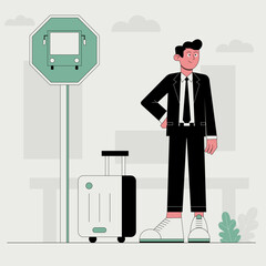 vector illustration waiting bus concept.