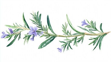 Naklejka premium Aloe Vera Rosemary Watercolor Isolated on White Background