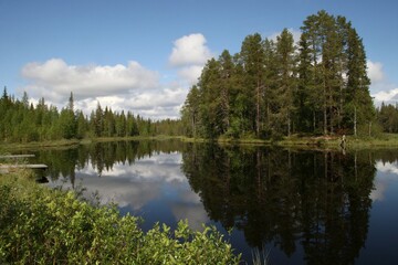 Obraz premium Lake landscape, Lapland, Finland, Europe