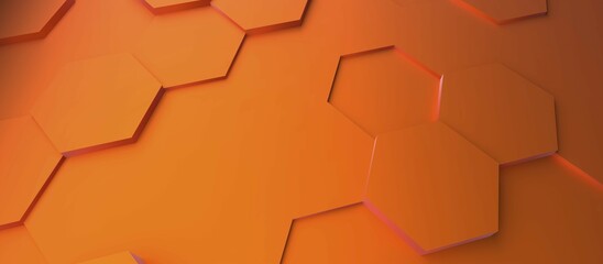 Abstract modern orange hexagon background, 3d rendering, stylish header or backdrop