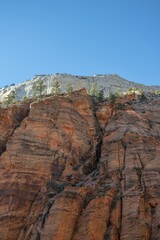 Red sandstone wall, Angels Landing Trail, mountain landscape, Zion National Park, Utah, USA, North America