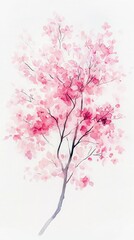 Fototapeta premium Watercolor Cherry blossom blooming flower,Sakura tree or forest side view,Cherry tree spring flower background,elements for environment and garden,botanical in spring season.