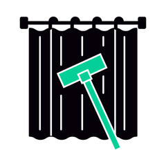 Curtain Cleaning – Curtains with Cleaning Tools Representing Fresh and Well-Cleaned Drapes That Enhance Home Décor.  