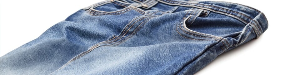Naklejka premium A pair of blue jeans laid out on a clean white surface