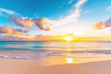 Fototapeta premium Sunset Serenity Tropical Beach Waves