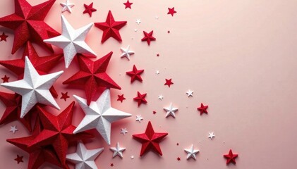 Swirling felt stars in shades of red and white create a festive swag, Festive Swag, Sparkly Details, Felt Stars