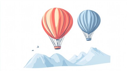 Fototapeta premium Colorful Aerostats Flying High on White Background Vect