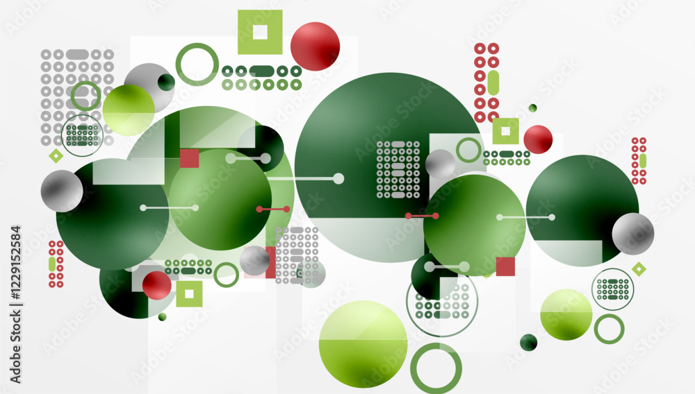 Poster Minimalistic abstract vector design, layered geometric shapes circles, squares, and triangles with soft pastel gradients and semi-transparent effects. Perfect for contemporary use