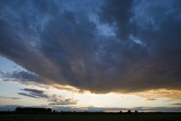 Dramatic sky in the evening in the countryside